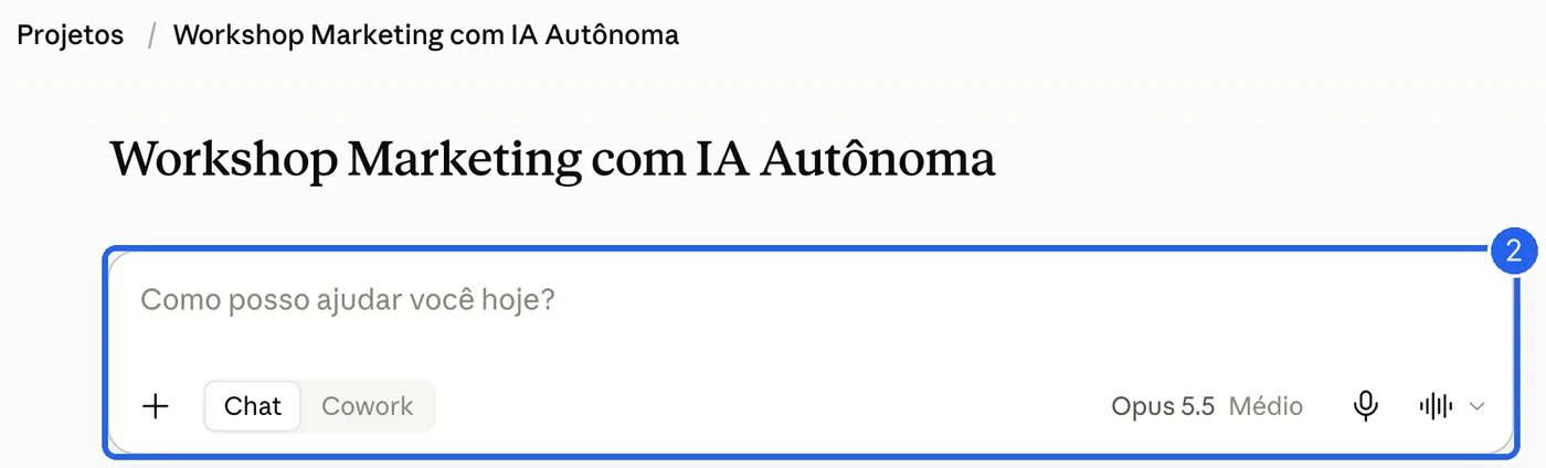 Página do projeto com a caixa de mensagem marcada